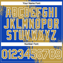 Загрузить изображение в средство просмотра галереи, Custom Old Gold Thunder Blue-White 3D Pattern Abstract Brush Stroke Two-Button Unisex Softball Jersey
