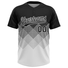 Загрузить изображение в средство просмотра галереи, Custom Black White 3D Gradient Square Shape Two-Button Unisex Softball Jersey
