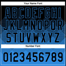 Load image into Gallery viewer, Custom Black Electric Blue 3D Gradient Square Shape Two-Button Unisex Softball Jersey
