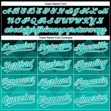 Load image into Gallery viewer, Custom Black Aqua-White 3D Gradient Square Shape Two-Button Unisex Softball Jersey
