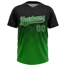 Load image into Gallery viewer, Custom Black Grass Green-White 3D Gradient Square Shape Two-Button Unisex Softball Jersey
