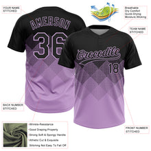 Load image into Gallery viewer, Custom Black Light Purple 3D Gradient Square Shape Two-Button Unisex Softball Jersey
