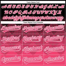 Load image into Gallery viewer, Custom Black Neon Pink-White 3D Gradient Square Shape Two-Button Unisex Softball Jersey
