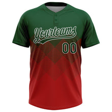 Charger l&#39;image dans la galerie, Custom Green Red-White 3D Gradient Square Shape Two-Button Unisex Softball Jersey
