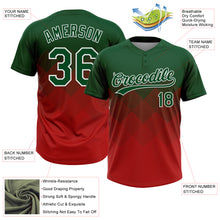 Charger l&#39;image dans la galerie, Custom Green Red-White 3D Gradient Square Shape Two-Button Unisex Softball Jersey
