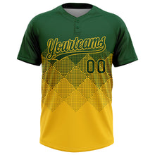 Charger l&#39;image dans la galerie, Custom Green Yellow 3D Gradient Square Shape Two-Button Unisex Softball Jersey
