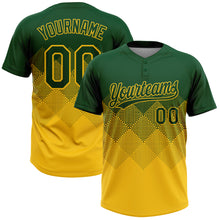 Charger l&#39;image dans la galerie, Custom Green Yellow 3D Gradient Square Shape Two-Button Unisex Softball Jersey
