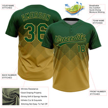 Charger l&#39;image dans la galerie, Custom Green Old Gold 3D Gradient Square Shape Two-Button Unisex Softball Jersey
