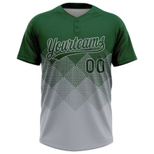 Charger l&#39;image dans la galerie, Custom Green Gray 3D Gradient Square Shape Two-Button Unisex Softball Jersey
