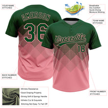 Charger l&#39;image dans la galerie, Custom Green Medium Pink 3D Gradient Square Shape Two-Button Unisex Softball Jersey
