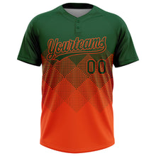 Charger l&#39;image dans la galerie, Custom Green Orange 3D Gradient Square Shape Two-Button Unisex Softball Jersey
