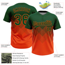 Charger l&#39;image dans la galerie, Custom Green Orange 3D Gradient Square Shape Two-Button Unisex Softball Jersey
