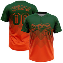 Charger l&#39;image dans la galerie, Custom Green Orange 3D Gradient Square Shape Two-Button Unisex Softball Jersey
