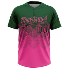 Charger l&#39;image dans la galerie, Custom Green Pink 3D Gradient Square Shape Two-Button Unisex Softball Jersey
