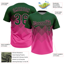 Charger l&#39;image dans la galerie, Custom Green Pink 3D Gradient Square Shape Two-Button Unisex Softball Jersey
