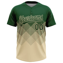 Charger l&#39;image dans la galerie, Custom Green Cream 3D Gradient Square Shape Two-Button Unisex Softball Jersey
