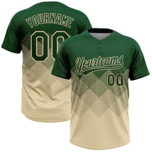 Charger l&#39;image dans la galerie, Custom Green Cream 3D Gradient Square Shape Two-Button Unisex Softball Jersey
