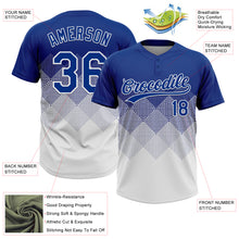 Laden Sie das Bild in den Galerie-Viewer, Custom Royal White 3D Gradient Square Shape Two-Button Unisex Softball Jersey

