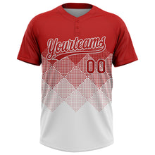 Laden Sie das Bild in den Galerie-Viewer, Custom Red White 3D Gradient Square Shape Two-Button Unisex Softball Jersey
