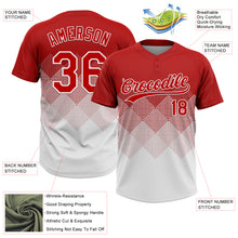 Laden Sie das Bild in den Galerie-Viewer, Custom Red White 3D Gradient Square Shape Two-Button Unisex Softball Jersey
