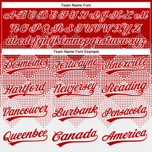 Custom Red White 3D Gradient Square Shape Two-Button Unisex Softball Jersey