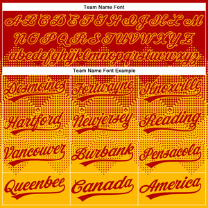 Custom Red Gold 3D Gradient Square Shape Two-Button Unisex Softball Jersey