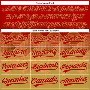 Custom Red Old Gold 3D Gradient Square Shape Two-Button Unisex Softball Jersey