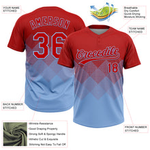 Загрузить изображение в средство просмотра галереи, Custom Red Light Blue 3D Gradient Square Shape Two-Button Unisex Softball Jersey
