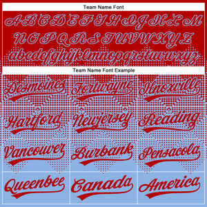 Custom Red Light Blue 3D Gradient Square Shape Two-Button Unisex Softball Jersey