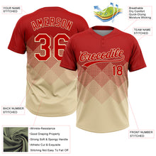 Laden Sie das Bild in den Galerie-Viewer, Custom Red Cream 3D Gradient Square Shape Two-Button Unisex Softball Jersey

