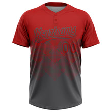 Загрузить изображение в средство просмотра галереи, Custom Red Steel Gray 3D Gradient Square Shape Two-Button Unisex Softball Jersey
