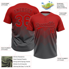Загрузить изображение в средство просмотра галереи, Custom Red Steel Gray 3D Gradient Square Shape Two-Button Unisex Softball Jersey
