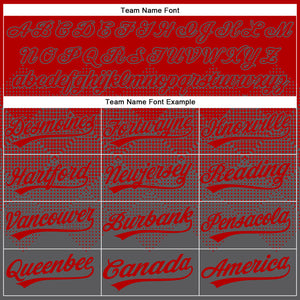 Custom Red Steel Gray 3D Gradient Square Shape Two-Button Unisex Softball Jersey
