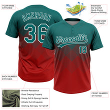 Загрузить изображение в средство просмотра галереи, Custom Teal Red-White 3D Gradient Square Shape Two-Button Unisex Softball Jersey
