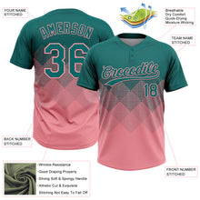 Загрузить изображение в средство просмотра галереи, Custom Teal Medium Pink 3D Gradient Square Shape Two-Button Unisex Softball Jersey
