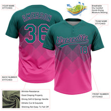 Загрузить изображение в средство просмотра галереи, Custom Teal Pink 3D Gradient Square Shape Two-Button Unisex Softball Jersey
