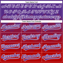 Laden Sie das Bild in den Galerie-Viewer, Custom Purple Red-White 3D Gradient Square Shape Two-Button Unisex Softball Jersey
