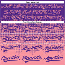 Laden Sie das Bild in den Galerie-Viewer, Custom Purple Medium Pink 3D Gradient Square Shape Two-Button Unisex Softball Jersey
