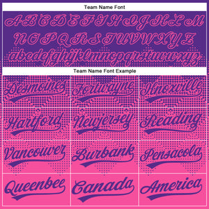 Custom Purple Pink 3D Gradient Square Shape Two-Button Unisex Softball Jersey