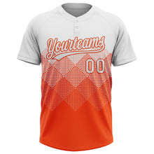 Load image into Gallery viewer, Custom White Orange 3D Gradient Square Shape Two-Button Unisex Softball Jersey
