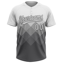 Laden Sie das Bild in den Galerie-Viewer, Custom White Steel Gray 3D Gradient Square Shape Two-Button Unisex Softball Jersey
