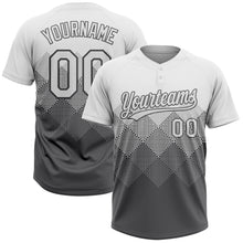 Laden Sie das Bild in den Galerie-Viewer, Custom White Steel Gray 3D Gradient Square Shape Two-Button Unisex Softball Jersey
