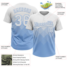 Laden Sie das Bild in den Galerie-Viewer, Custom White Light Blue 3D Gradient Square Shape Two-Button Unisex Softball Jersey
