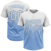 Laden Sie das Bild in den Galerie-Viewer, Custom White Light Blue 3D Gradient Square Shape Two-Button Unisex Softball Jersey
