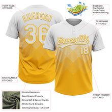 Laden Sie das Bild in den Galerie-Viewer, Custom White Gold 3D Gradient Square Shape Two-Button Unisex Softball Jersey
