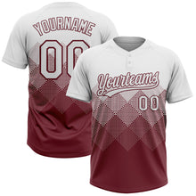 Load image into Gallery viewer, Custom White Burgundy 3D Gradient Square Shape Two-Button Unisex Softball Jersey
