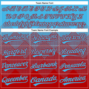 Custom Sky Blue Red 3D Gradient Square Shape Two-Button Unisex Softball Jersey