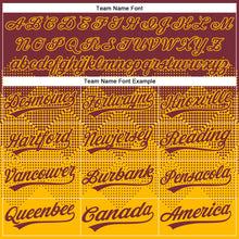 Laden Sie das Bild in den Galerie-Viewer, Custom Burgundy Gold 3D Gradient Square Shape Two-Button Unisex Softball Jersey

