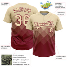 Laden Sie das Bild in den Galerie-Viewer, Custom Cream Crimson 3D Gradient Square Shape Two-Button Unisex Softball Jersey
