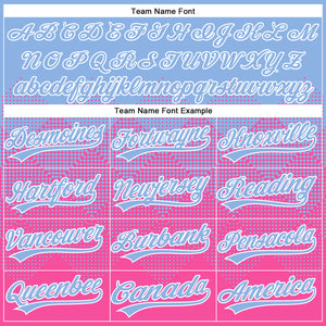 Custom Light Blue Pink-White 3D Gradient Square Shape Two-Button Unisex Softball Jersey